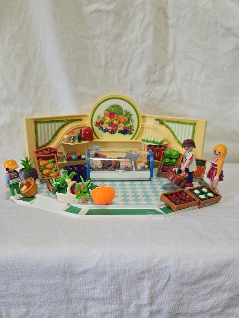 Playmobil Yellow Grocery Market Playset with Figures and Produce